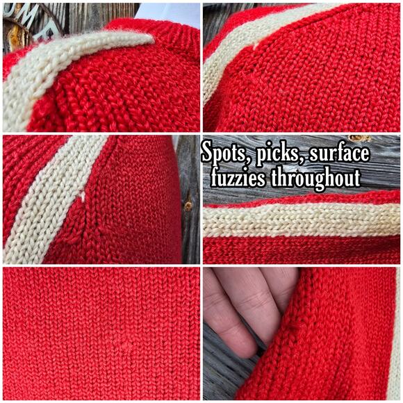 DKNY Jeans Sweater Red Handknit Wool Vintage 90s Donna Karan New York Size M/L - Picture 6 of 10